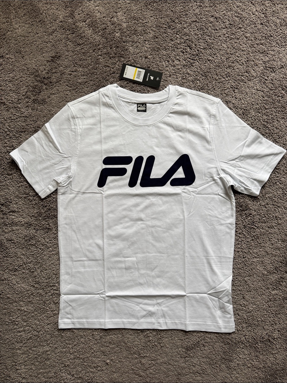 NWT Men’s FILA Classic Logo Crew Tee White/Navy Size M
